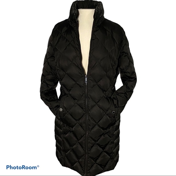 Kenneth Cole Black Long Puffer Coat - Picture 2 of 5